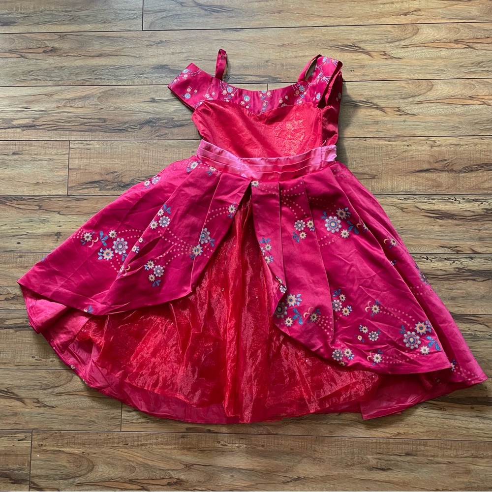 Elena of Avalor Red Floral Pink Costume Dress with Embellishments